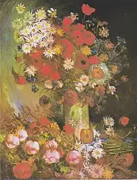 Vase with cornflowers and poppies, peonies and chrysanthemums, 1886, Kröller-Müller Museum, Otterlo (F278)