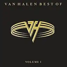 A black background with a golden "VH" flying-v style logo for Van Halen