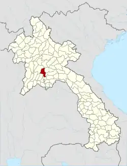 Location of Vangvieng district in Laos