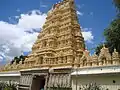 The gopuram (tower over gate) at the Shveta Varahaswamy temple, Amba Vilas Palace, Mysore