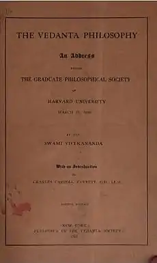 Vedanta Philosophy An address before the Graduate Philosophical Society 1901 cover page