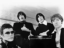 A black and white photo of the Velvet Underground in 1968