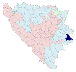 Location of Višegrad in Bosnia and Herzegovina