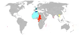 The gradual loss of all Vichy territory to Free France and the Allies.