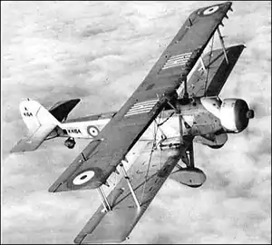 A biplane in flight