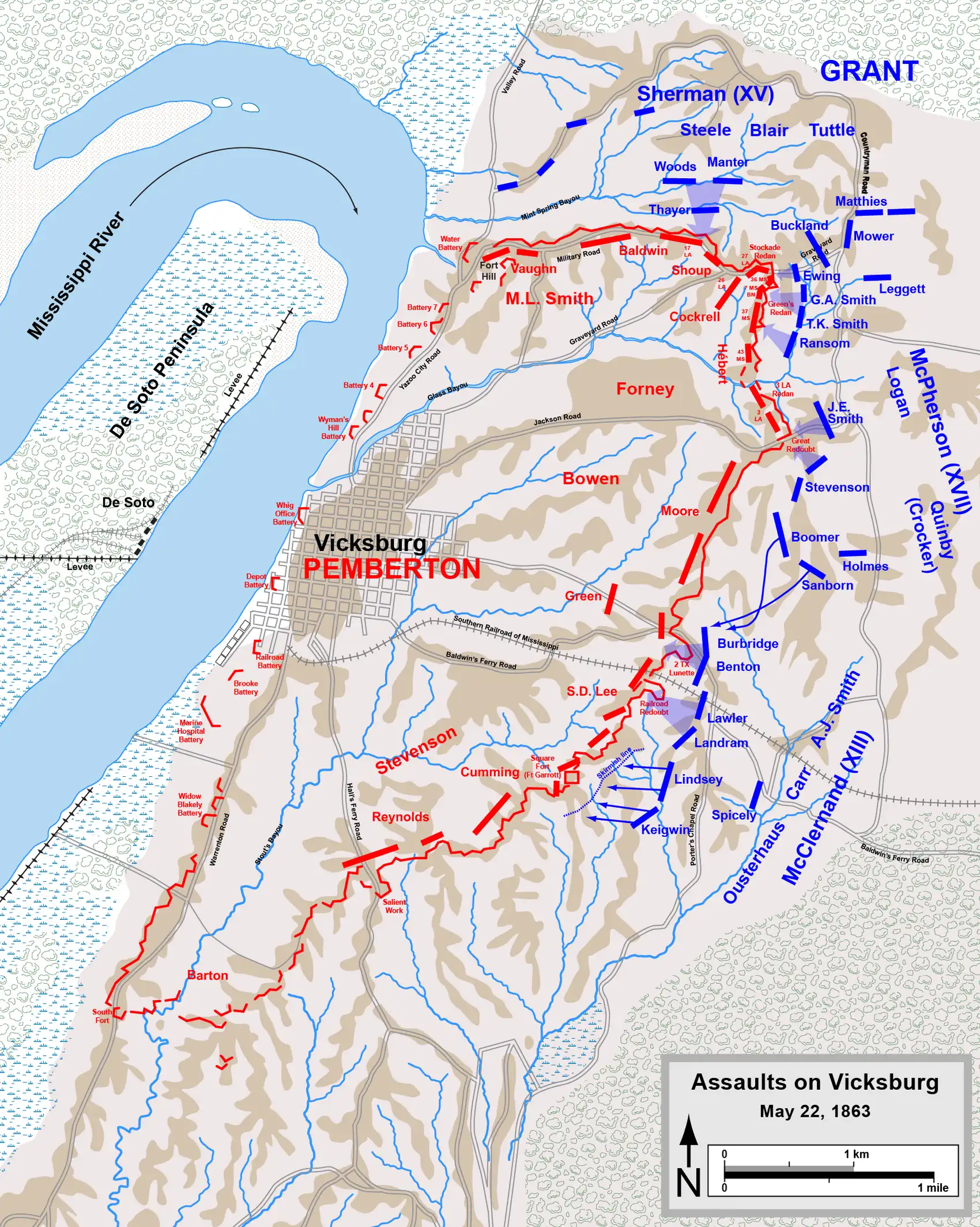 Union assault at Vicksburg on May 22, 1863