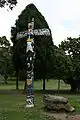 A Canadian totem pole located in the southern corner of the park