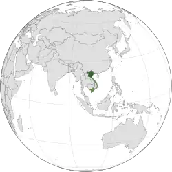 Map of Đại Việt in 1770 under the reign of emperor Lê Hiển Tông which also showed the division of Vietnamese territory among Nguyễn lords in Cochinchina, Trịnh lords in Tonkin.