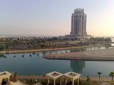 View of West Bay Lagoon from the Grand Hyatt Hotel