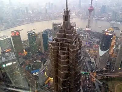 View of Jin Mao Tower from the SWFC observation deck.