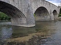 A view of Van Metre Ford Bridge from the side of Opequon Creek.