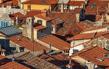 Red roofs of Piran seen from St. George's Cathedral