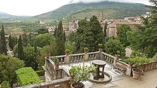 The Fountain of the Tripod, with the view of the garden below