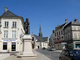 Main square with a statue of Alexandre Dumas  père and church