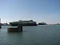 Villum Clausen and Leonora Christina for the first time in the harbour of Rønne.