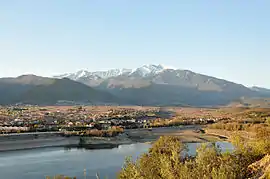 Vinça, the lake of Vinça and the Canigou