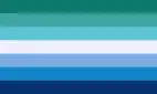 Proposed flag, with shades of teal, pastel white, and blue.