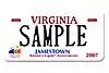 Virginia state license plate