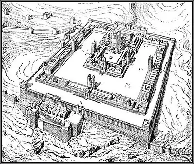 The Visionary Ezekiel Temple plan drawn by the 19th-century French architect and Bible scholar Charles Chipiez