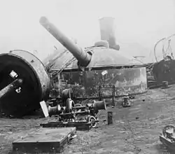 A 280mm González Hontoria gun on the wreck of an Infanta María Teresa-class cruiser.