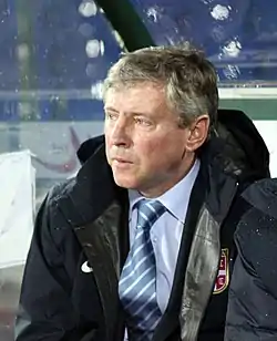 A colour photograph of Vladimir Petrović, managing the Serbian national team.