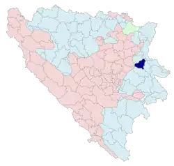 Location of Vlasenica within Bosnia and Herzegovina