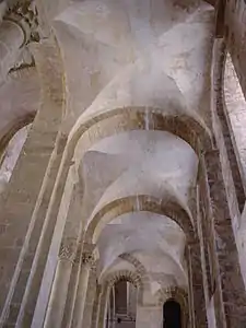 Groin vaults at  Abbey Church of Sainte-Foy (end of 11th century)