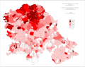 Share of Catholics in Vojvodina by settlements 1991.