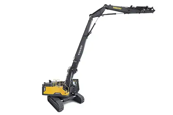 A Volvo EC480EHR high reach demolition machine