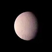 Color image of Enceladus showing terrain of widely varying ages