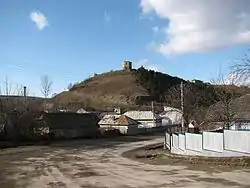 Vysichka with the castle ruins on the hill