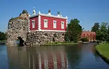 Felseninsel Stein and Villa Hamilton in Wörlitzer Park in Germany