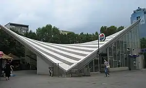 A hyperbolic paraboloid roof of Warszawa Ochota railway station in Warsaw, Poland, 1962