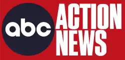 A red box with the dark gray circular ABC logo on the left and the words Action News in white, all uppercase, in a compressed sans serif