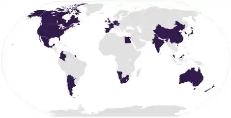 Map of the participating nations