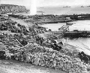 Image 60The evacuation of W Beach, Helles, on 7 January, 1916. Photo credit: Lt. Ernest Brooks.