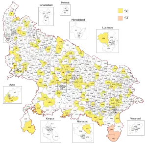 Map of constituencies of the Uttar Pradesh Legislative Assembly