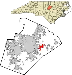 Location in Wake County and the state of North Carolina.