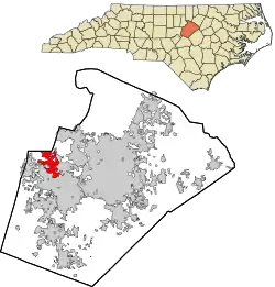 Location in Wake County and the state of North Carolina.