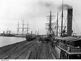 Image 27Wallaroo jetty in 1909, showing shipping, launches, and grain waiting for loading. (from Transport in South Australia)