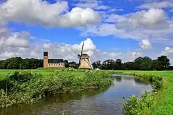 Wânswert church and windmill