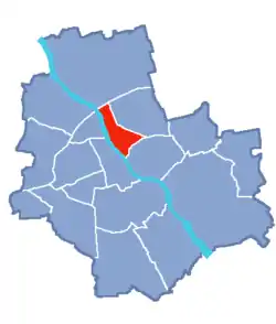 Location of Praga-North within Warsaw