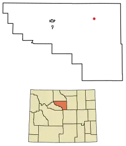 Location of Ten Sleep in Washakie County, Wyoming.