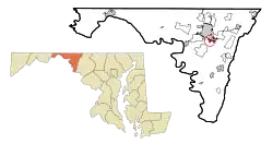 Location of Funkstown, Maryland