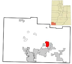 Location within Washington County and  Utah