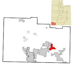 Location in Washington County and the state of Utah