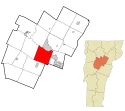 Location in Washington County and the state of Vermont