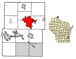 Location of West Bend in Washington County, Wisconsin.