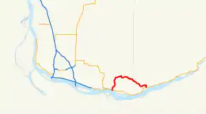 A map of southern Clark and Skamania counties in the U.S. state of Washington showing the former route of SR 140 highlighted in red.