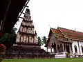 Mon Hariphunchai-style architecture located in Lamphun, Thailand